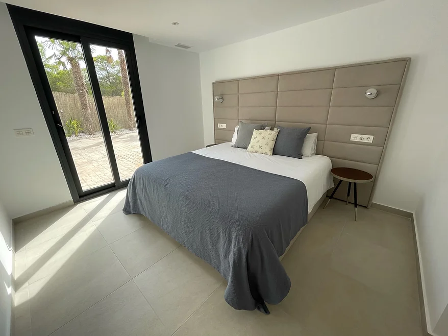 Celestite bedroom with grey accents